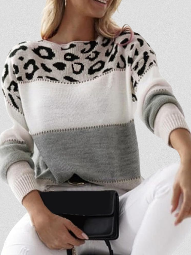 PULLOVER AVEC ACCENT LEOPARD EMMA