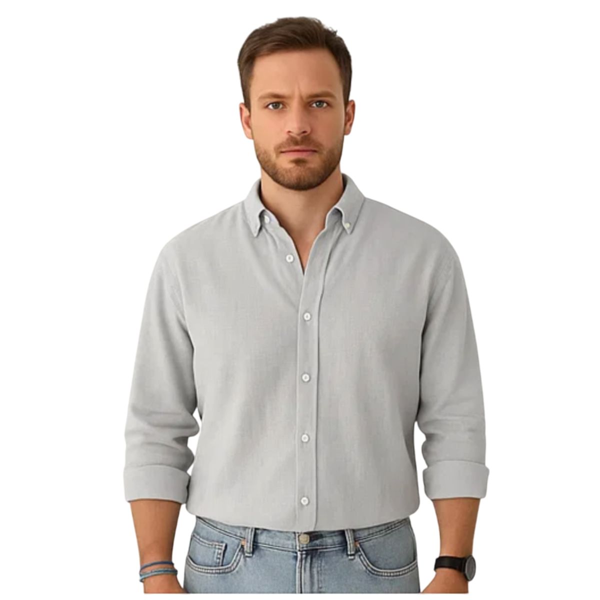 Chemise en Coton à Manches Longues pour Homme