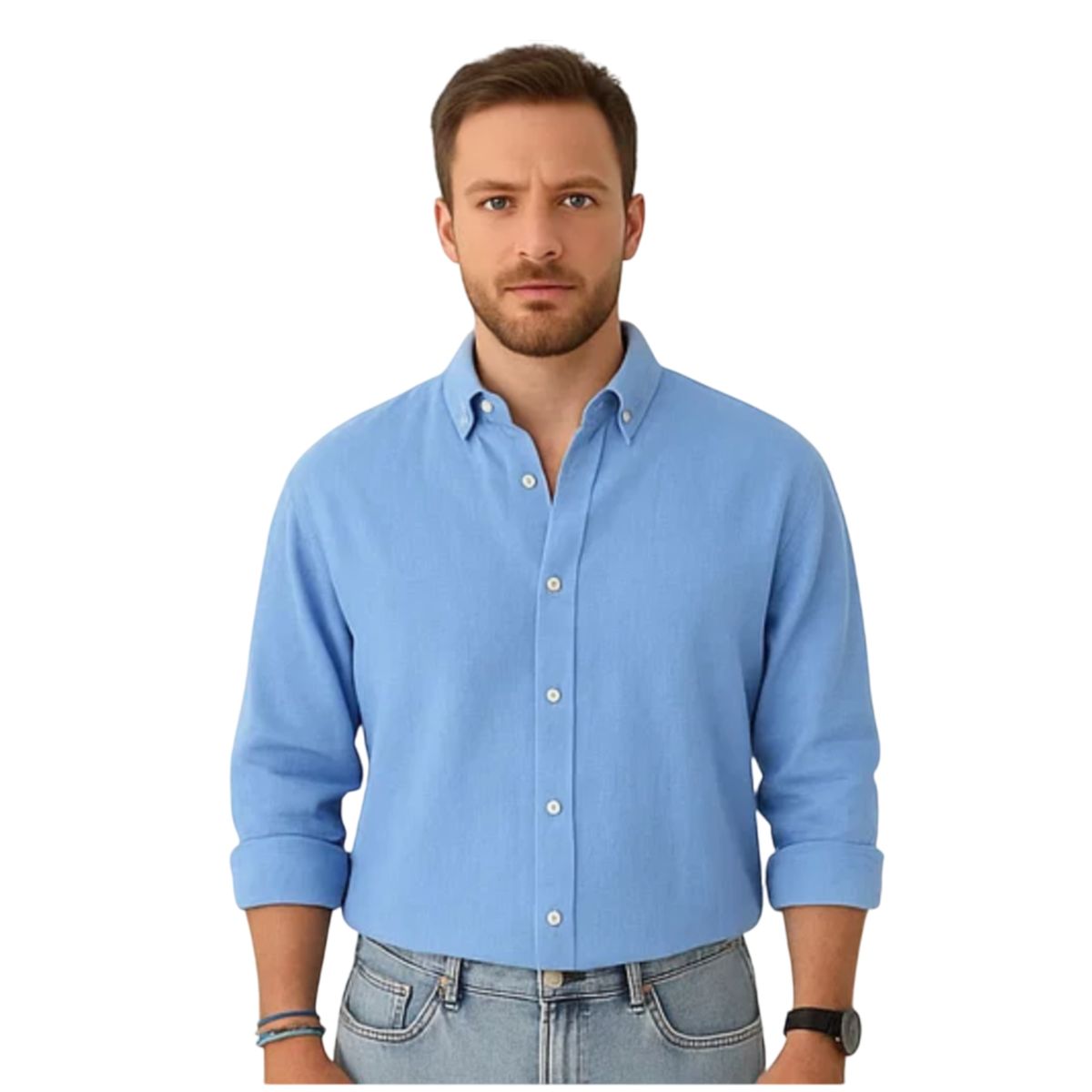 Chemise en Coton à Manches Longues pour Homme