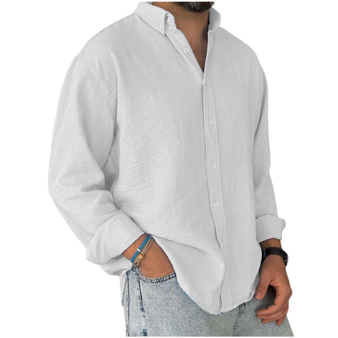 Chemise en Coton à Manches Longues pour Homme