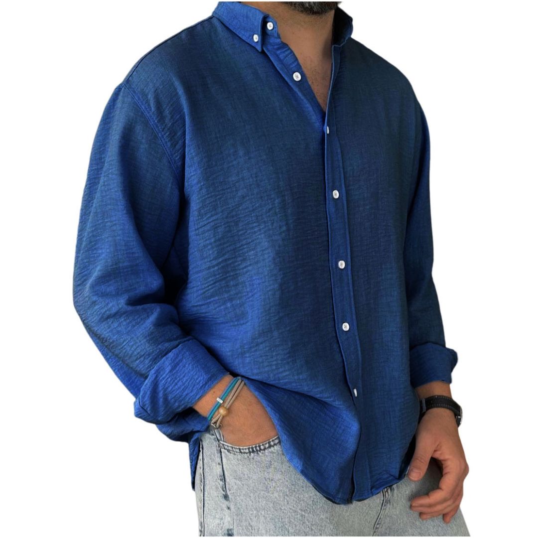 Chemise en Coton à Manches Longues pour Homme