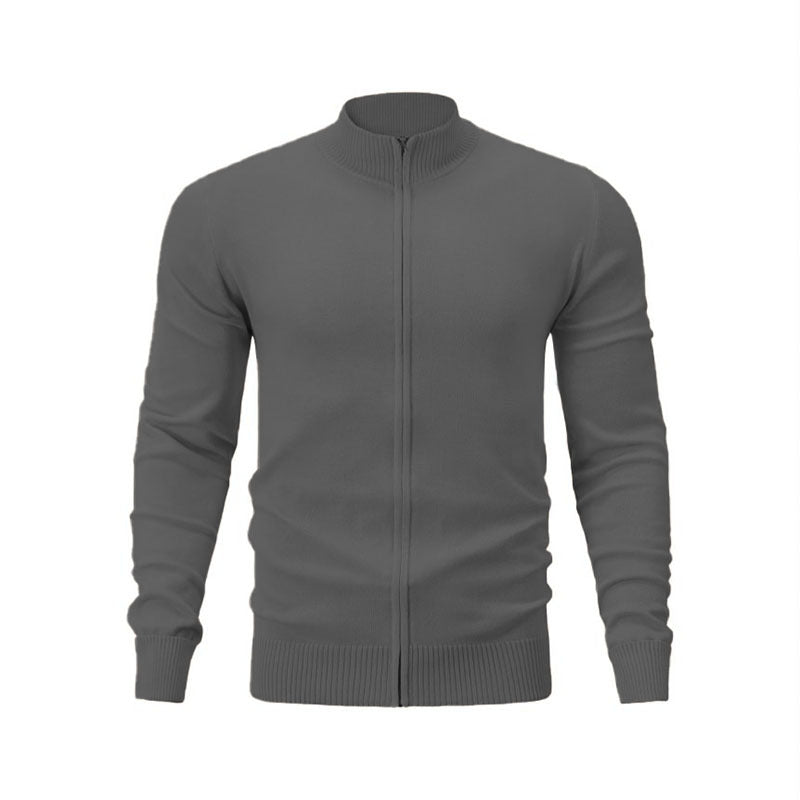 Pull zippé en tricot côtelé pour hommes
