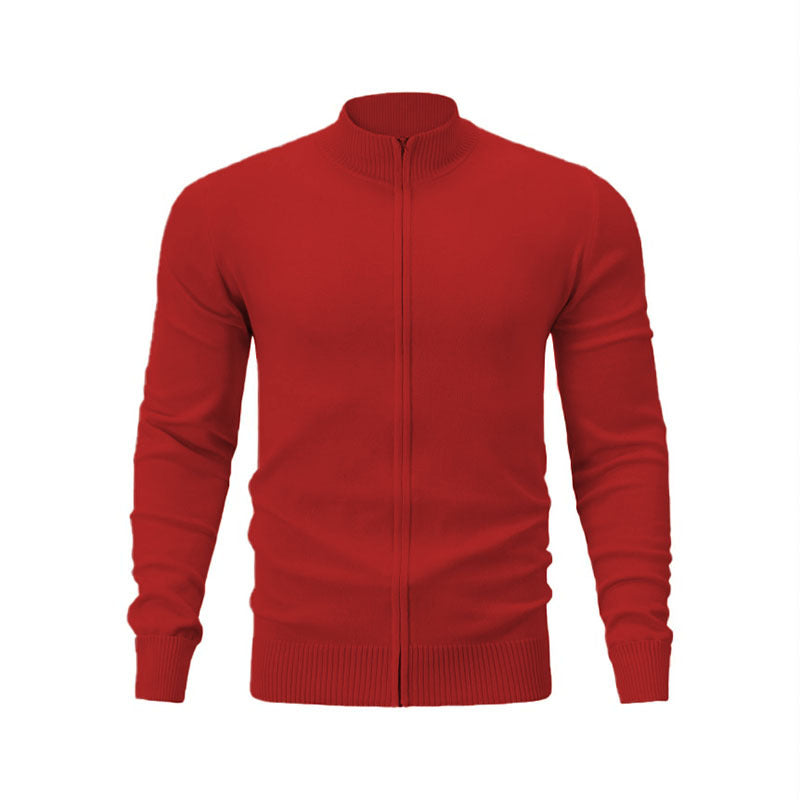 Pull zippé en tricot côtelé pour hommes