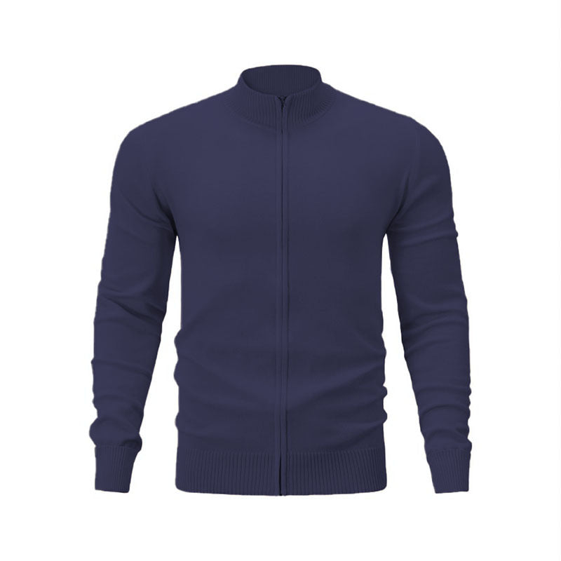 Pull zippé en tricot côtelé pour hommes