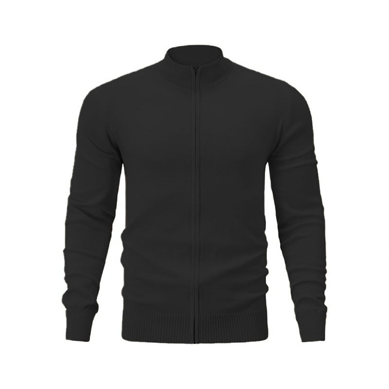 Pull zippé en tricot côtelé pour hommes