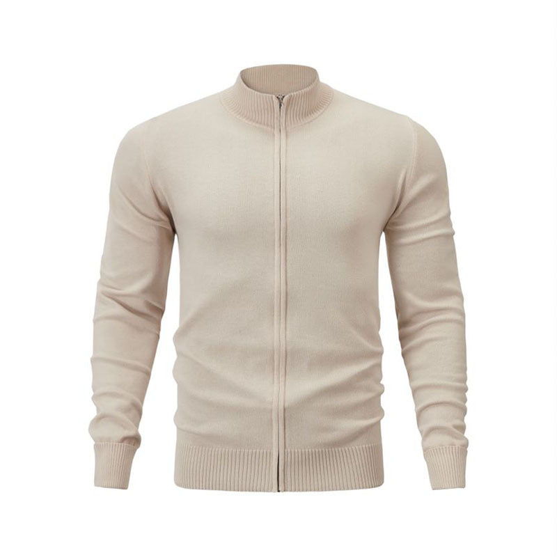 Pull zippé en tricot côtelé pour hommes