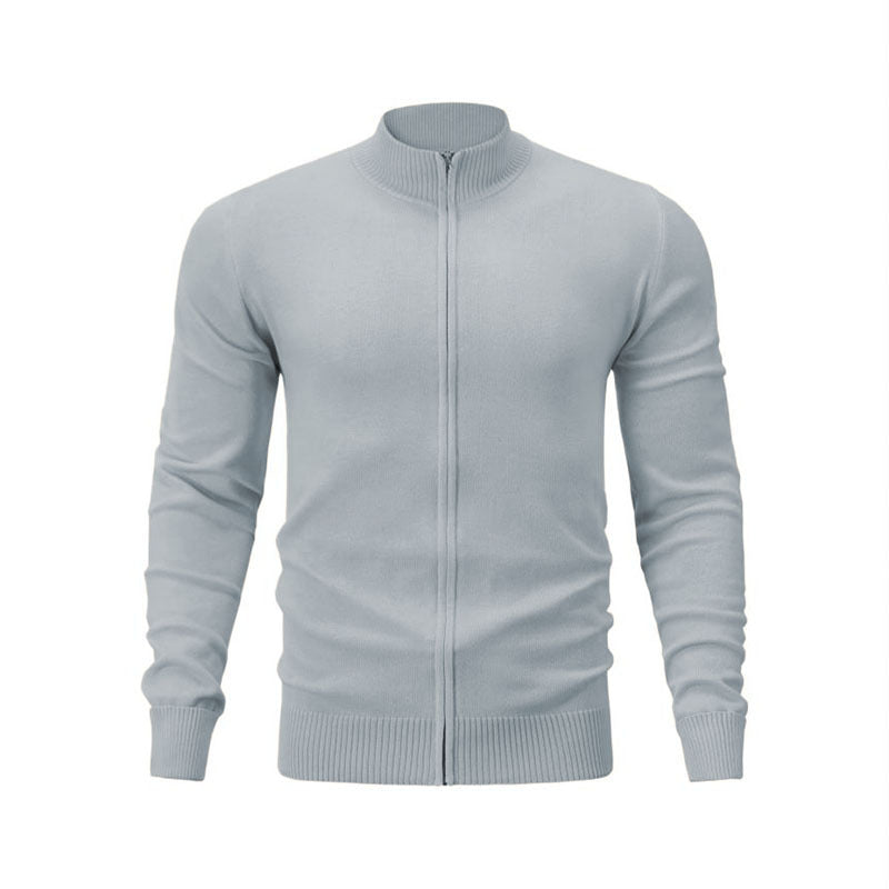 Pull zippé en tricot côtelé pour hommes
