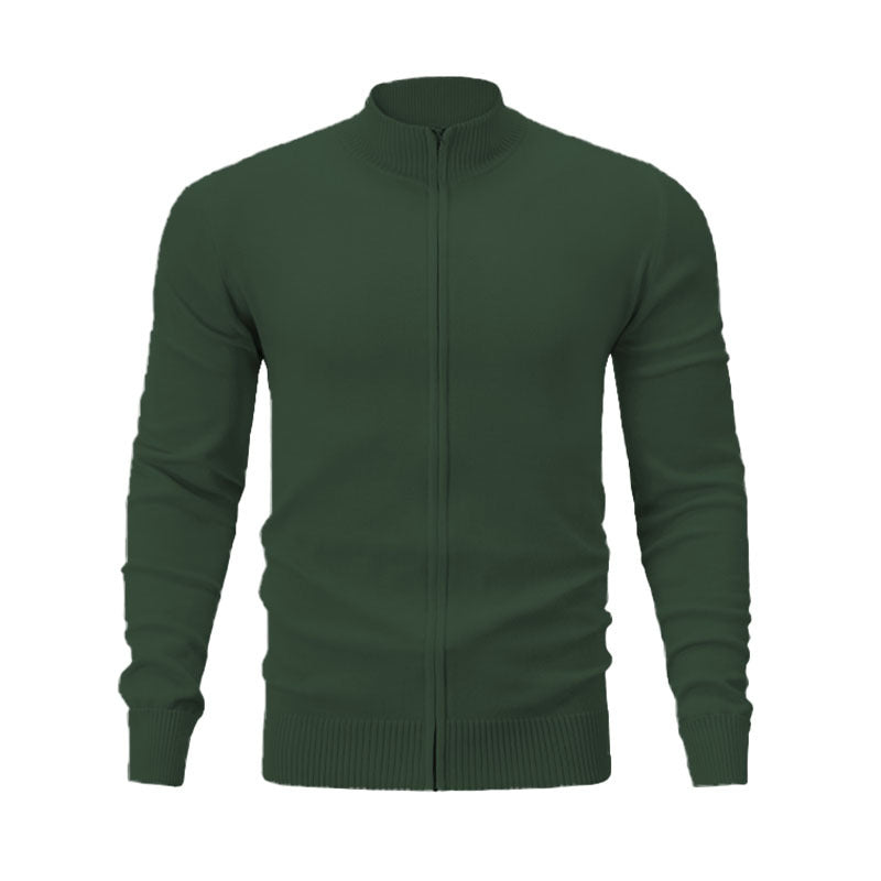 Pull zippé en tricot côtelé pour hommes