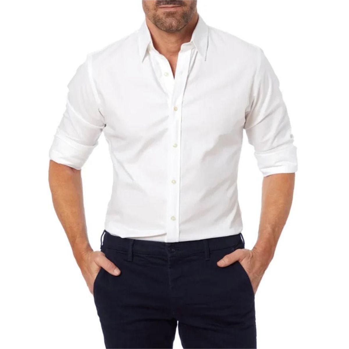 Chemise de Costume Stretch à Fermeture Éclair Cachée pour Hommes