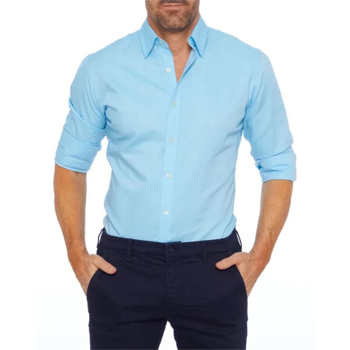 Chemise de Costume Stretch à Fermeture Éclair Cachée pour Hommes