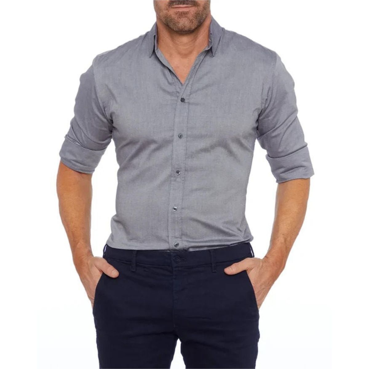 Chemise de Costume Stretch à Fermeture Éclair Cachée pour Hommes