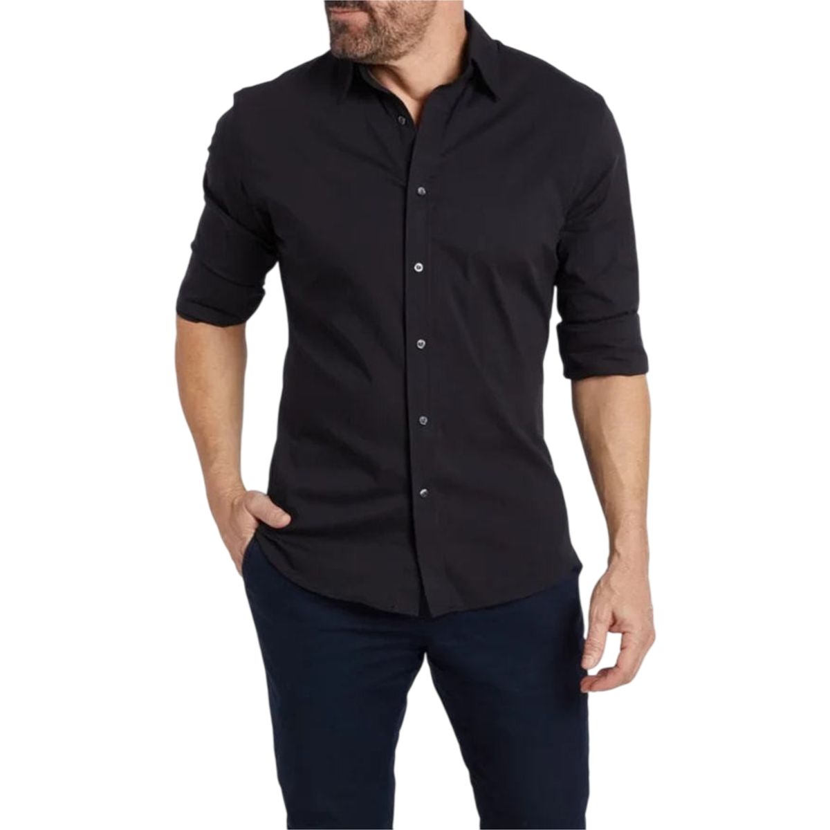Chemise de Costume Stretch à Fermeture Éclair Cachée pour Hommes