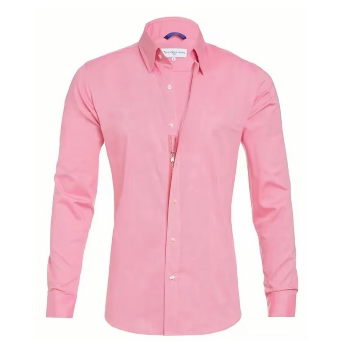 Chemise de Costume Stretch à Fermeture Éclair Cachée pour Hommes
