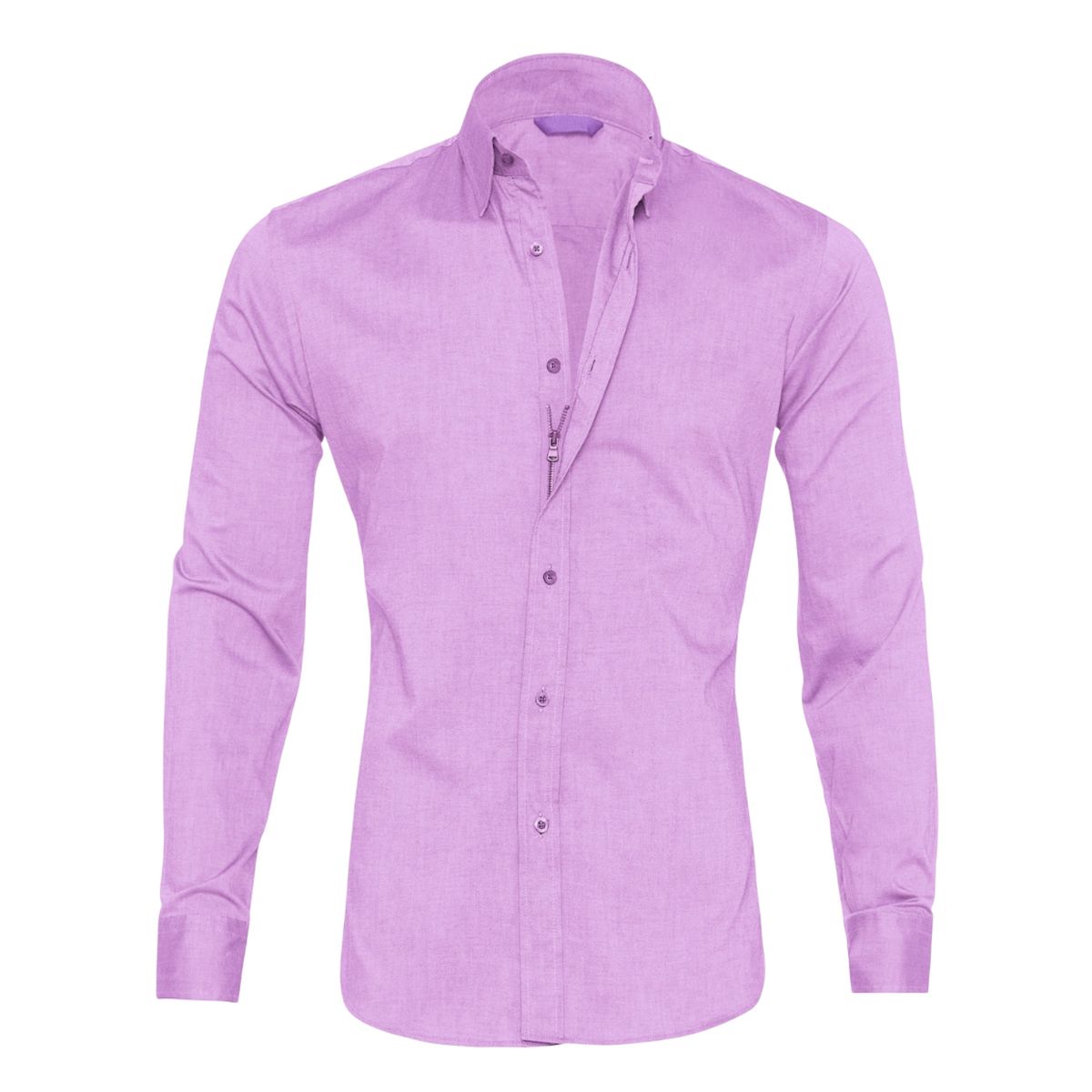 Chemise de Costume Stretch à Fermeture Éclair Cachée pour Hommes