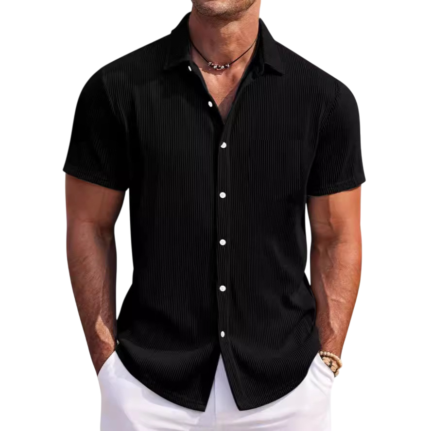 Chemise à manches courtes légère à côtes pour hommes
