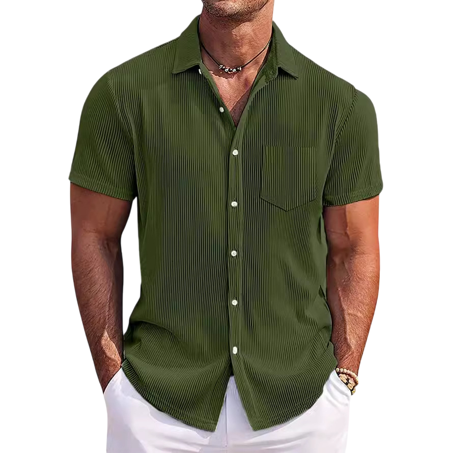 Chemise à manches courtes légère à côtes pour hommes