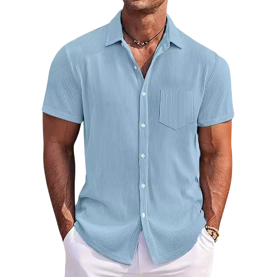 Chemise à manches courtes légère à côtes pour hommes