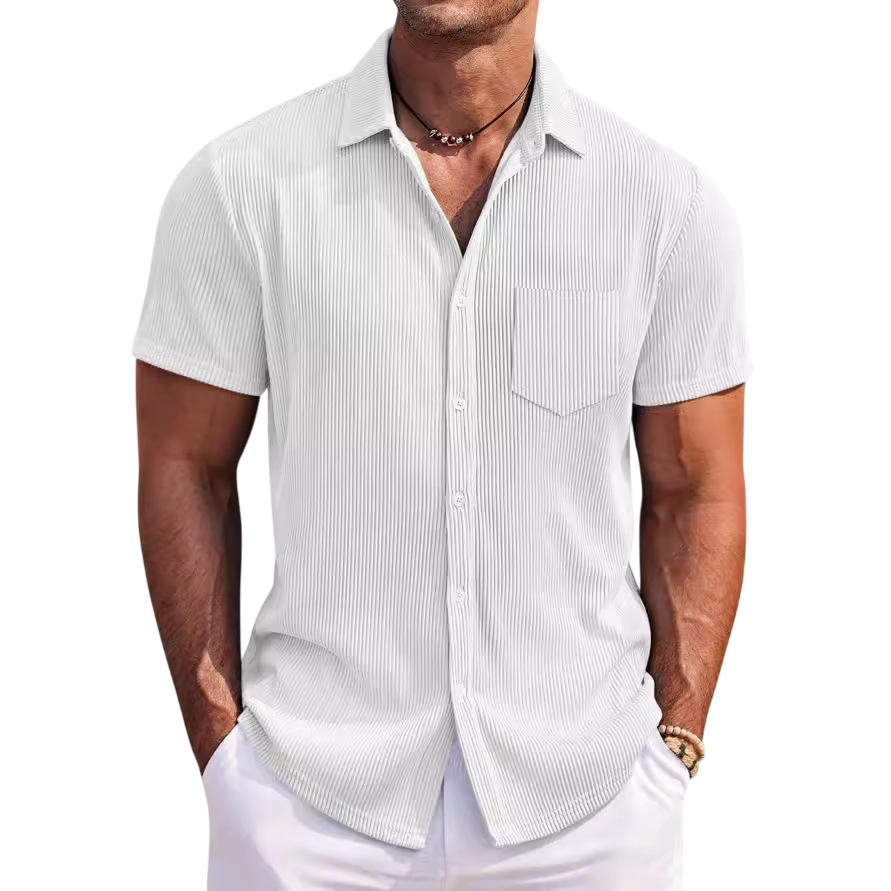 Chemise à manches courtes légère à côtes pour hommes