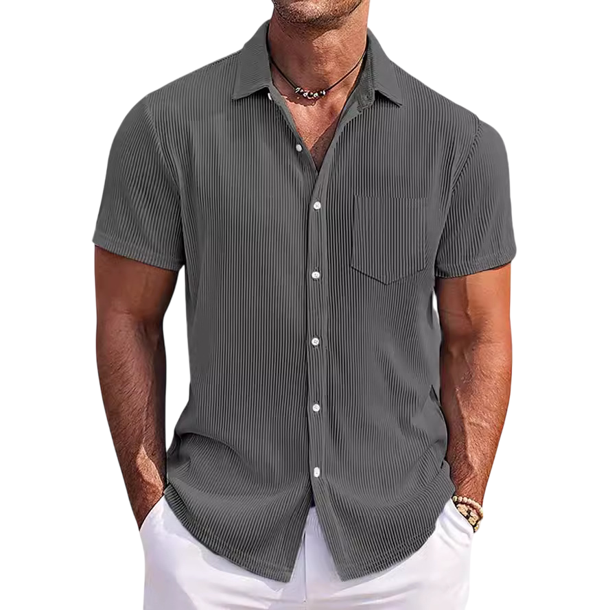 Chemise à manches courtes légère à côtes pour hommes