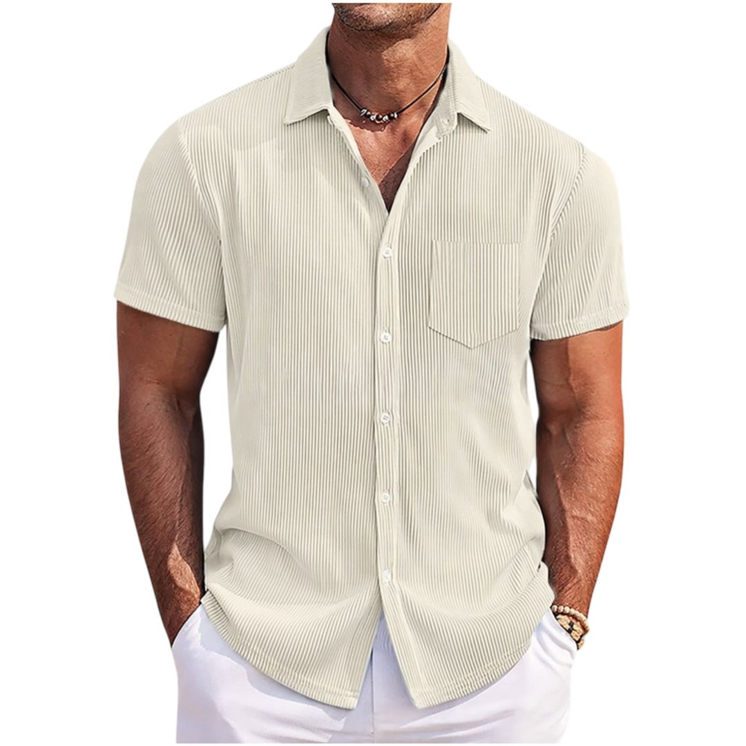 Chemise à manches courtes légère à côtes pour hommes