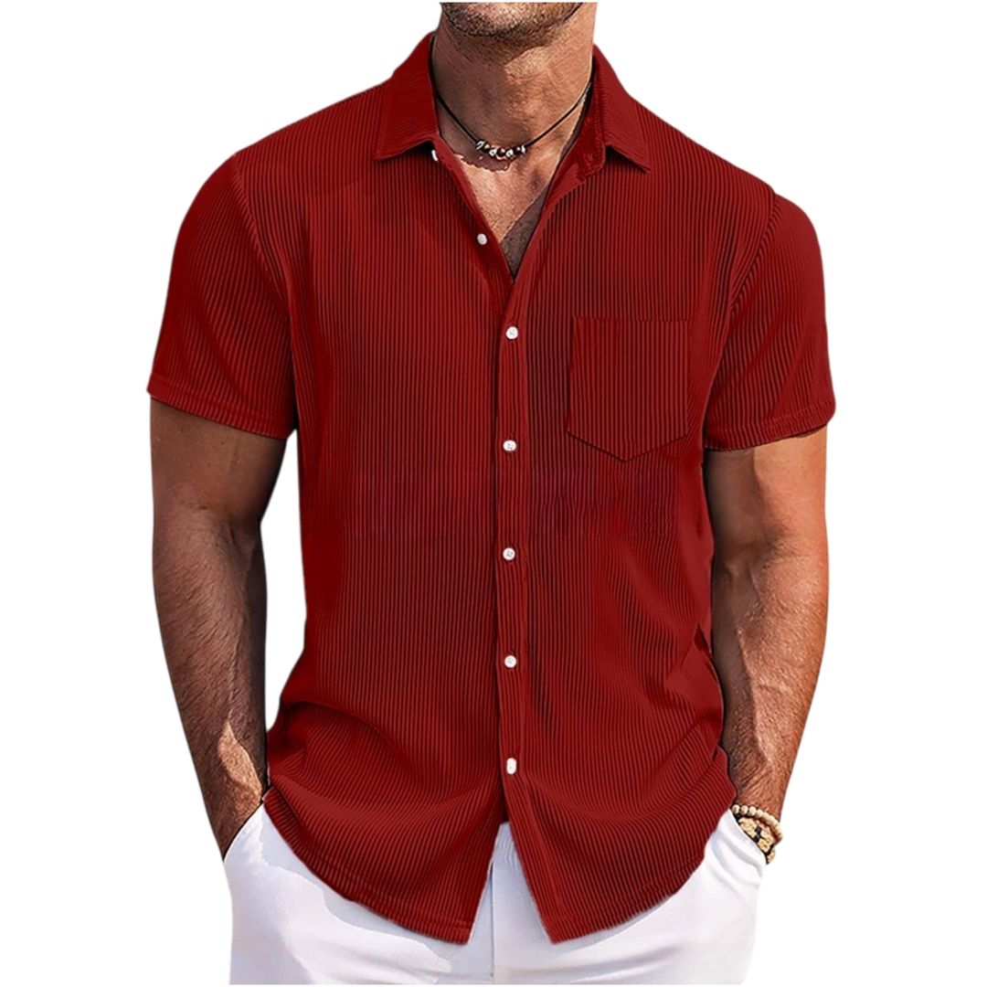 Chemise à manches courtes légère à côtes pour hommes