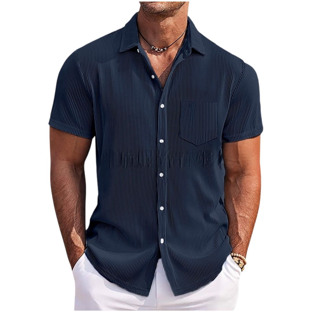 Chemise à manches courtes légère à côtes pour hommes