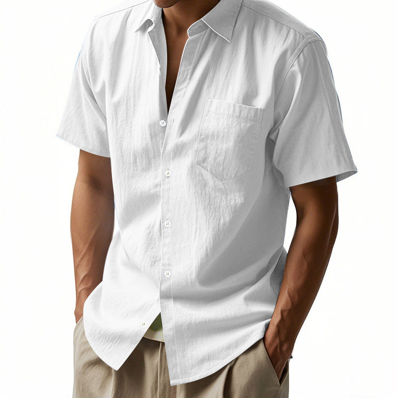 Chemise à manches courtes boutonnée classique moderne pour hommes
