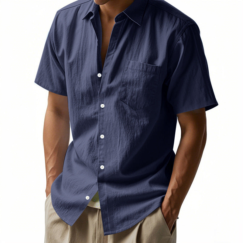 Chemise à manches courtes boutonnée classique moderne pour hommes