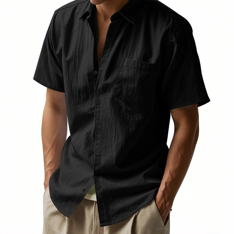 Chemise à manches courtes boutonnée classique moderne pour hommes