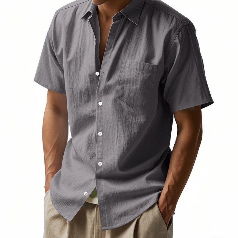 Chemise à manches courtes boutonnée classique moderne pour hommes