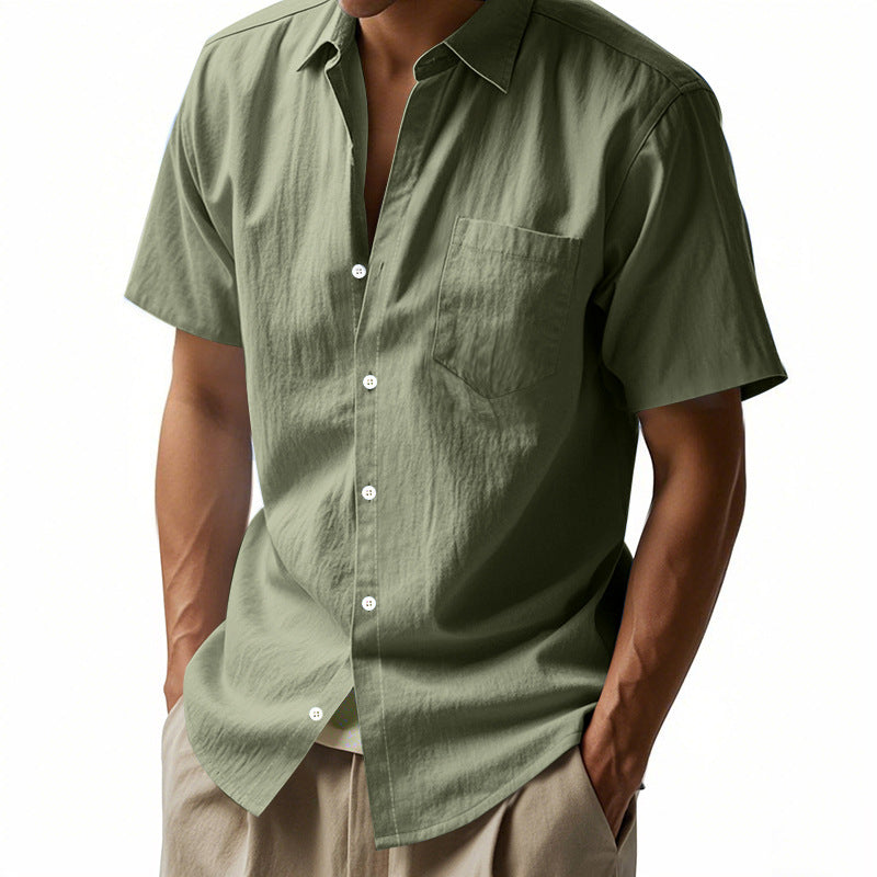 Chemise à manches courtes boutonnée classique moderne pour hommes