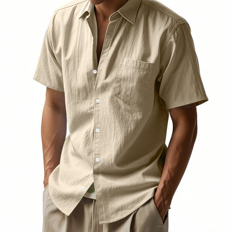 Chemise à manches courtes boutonnée classique moderne pour hommes