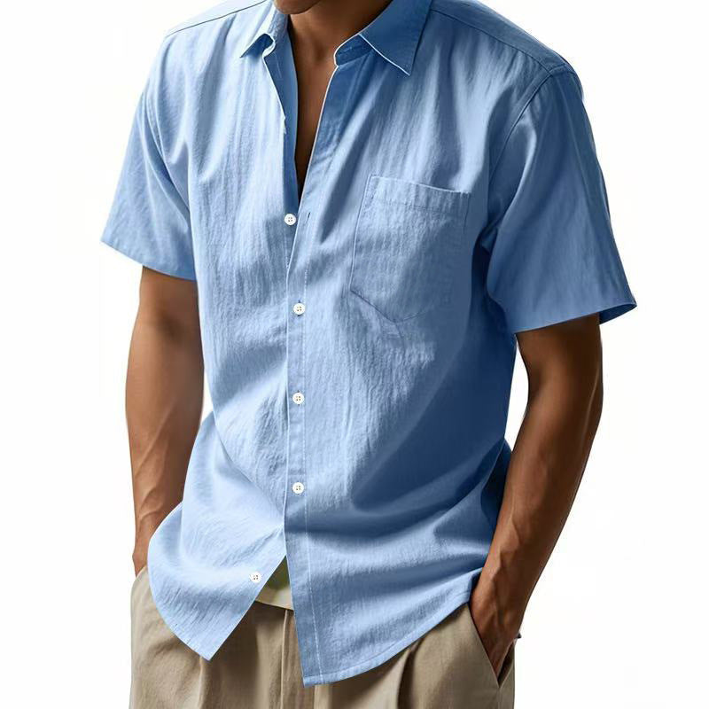 Chemise à manches courtes boutonnée classique moderne pour hommes
