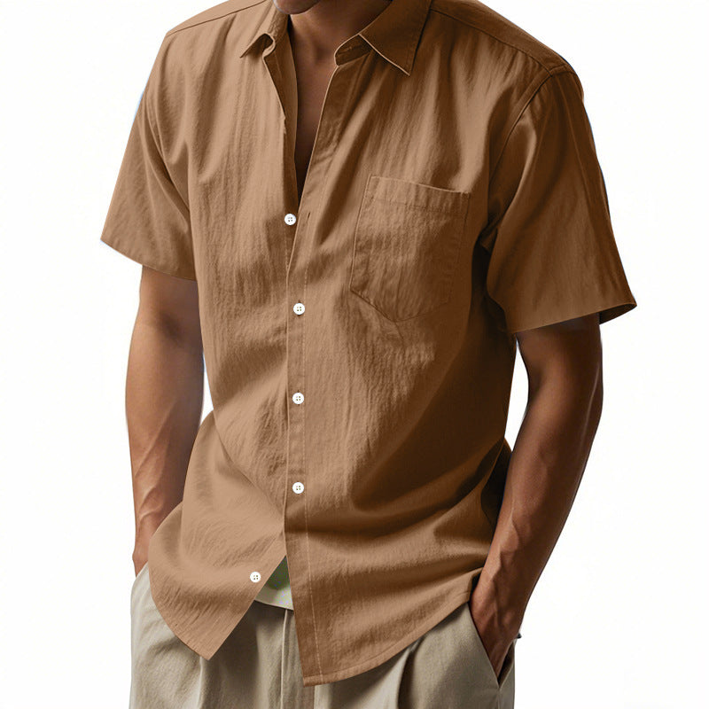 Chemise à manches courtes boutonnée classique moderne pour hommes