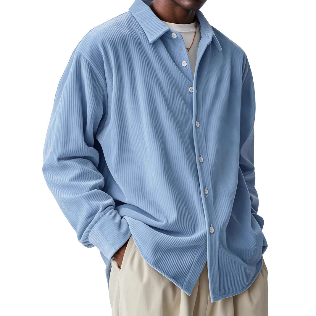 Chemise légère à manches longues avec texture plissée pour hommes
