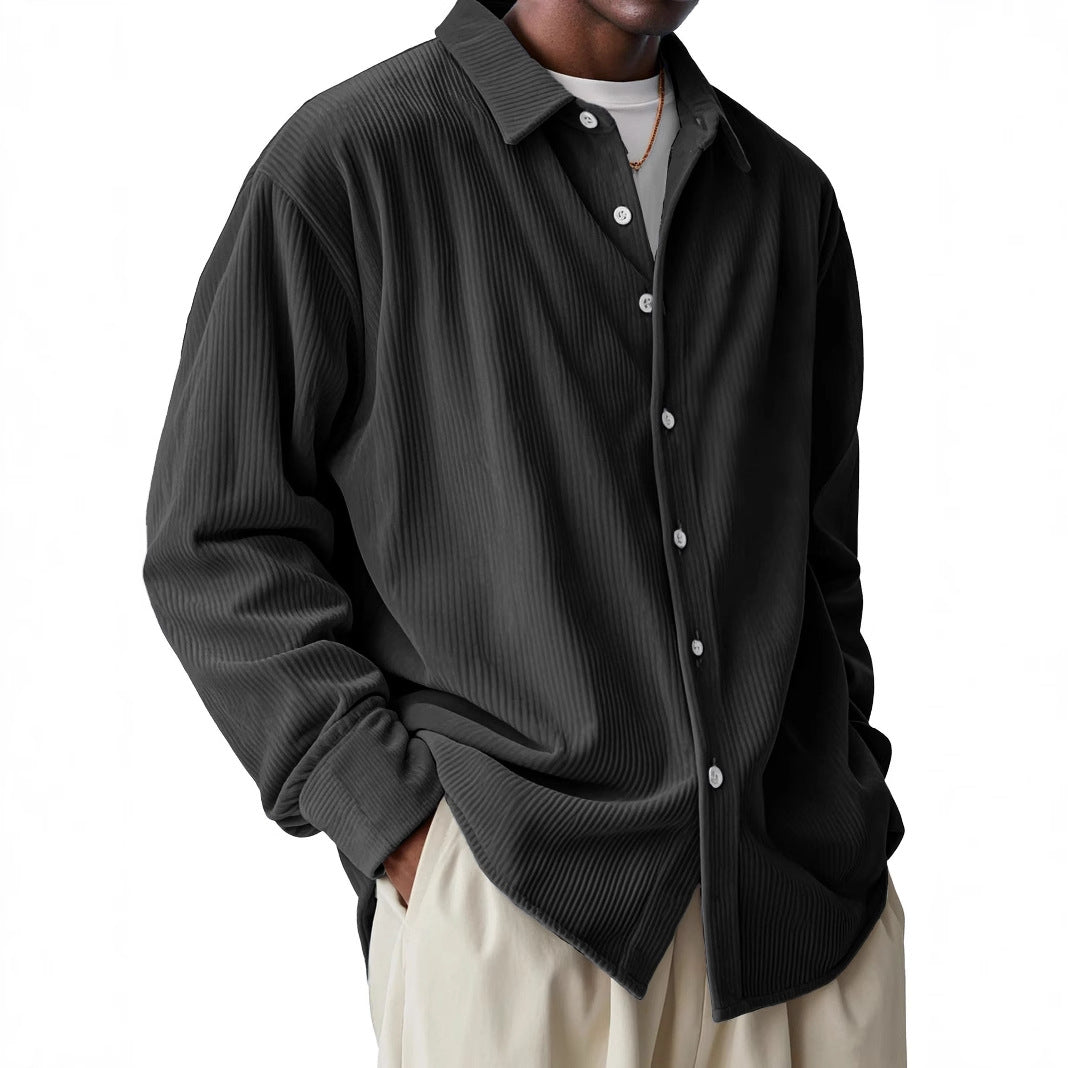 Chemise légère à manches longues avec texture plissée pour hommes