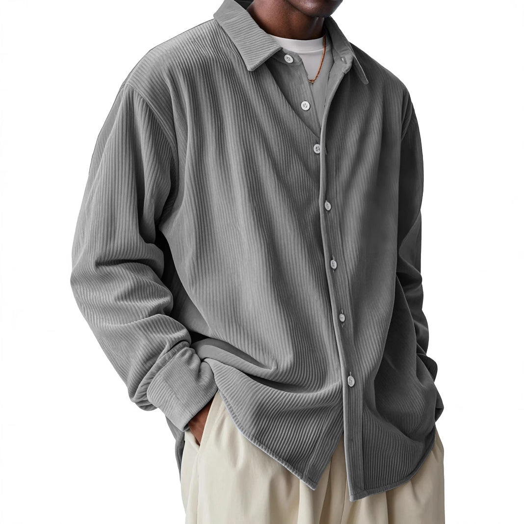 Chemise légère à manches longues avec texture plissée pour hommes