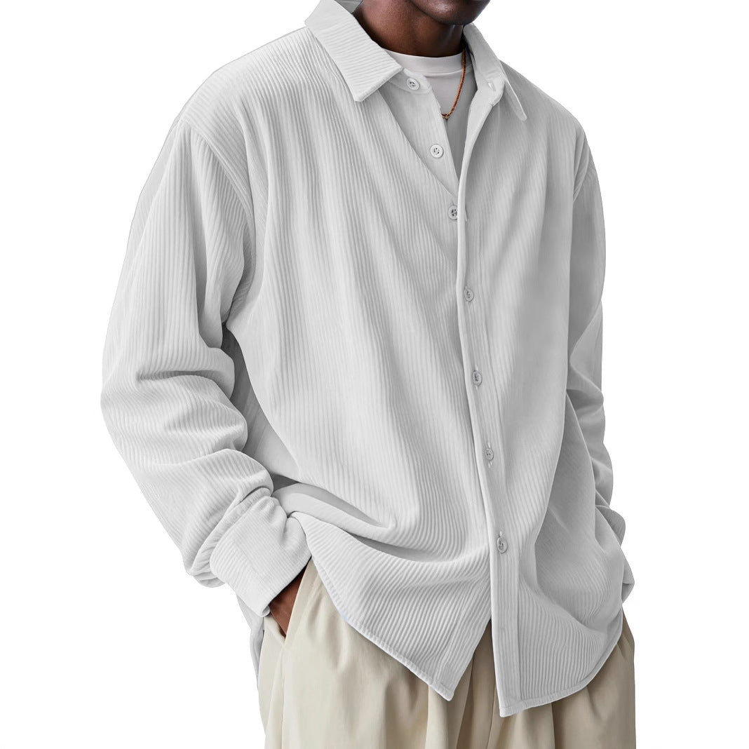 Chemise légère à manches longues avec texture plissée pour hommes