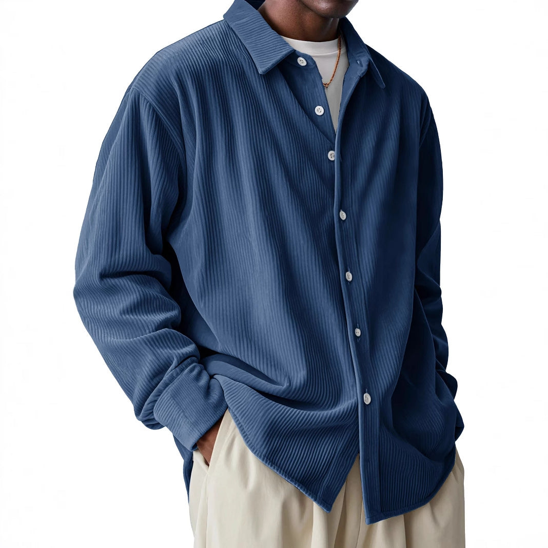 Chemise légère à manches longues avec texture plissée pour hommes