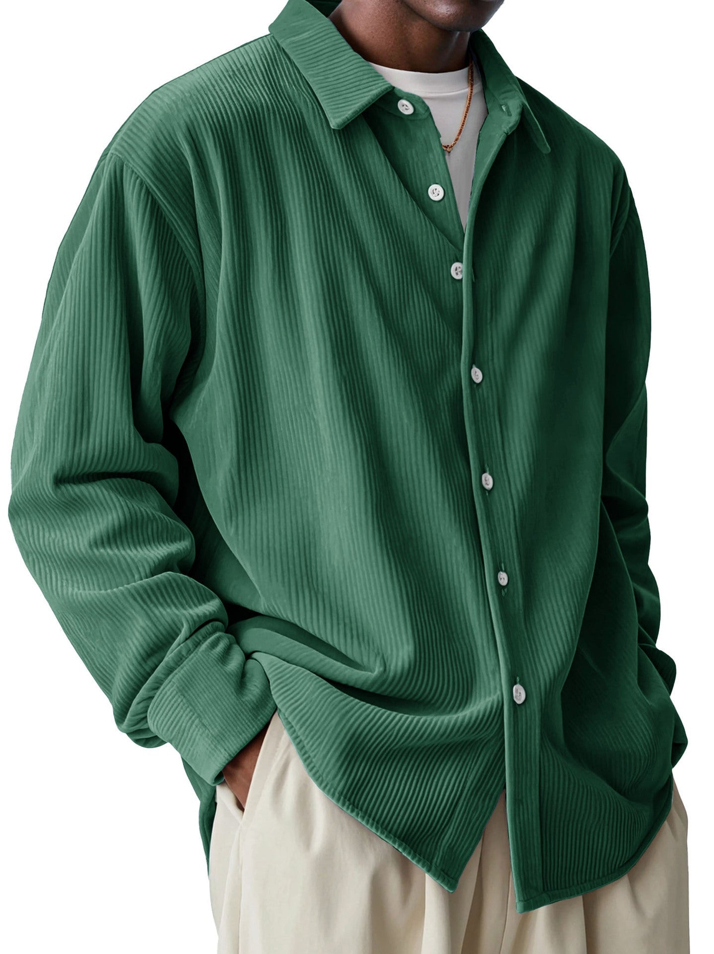 Chemise légère à manches longues avec texture plissée pour hommes