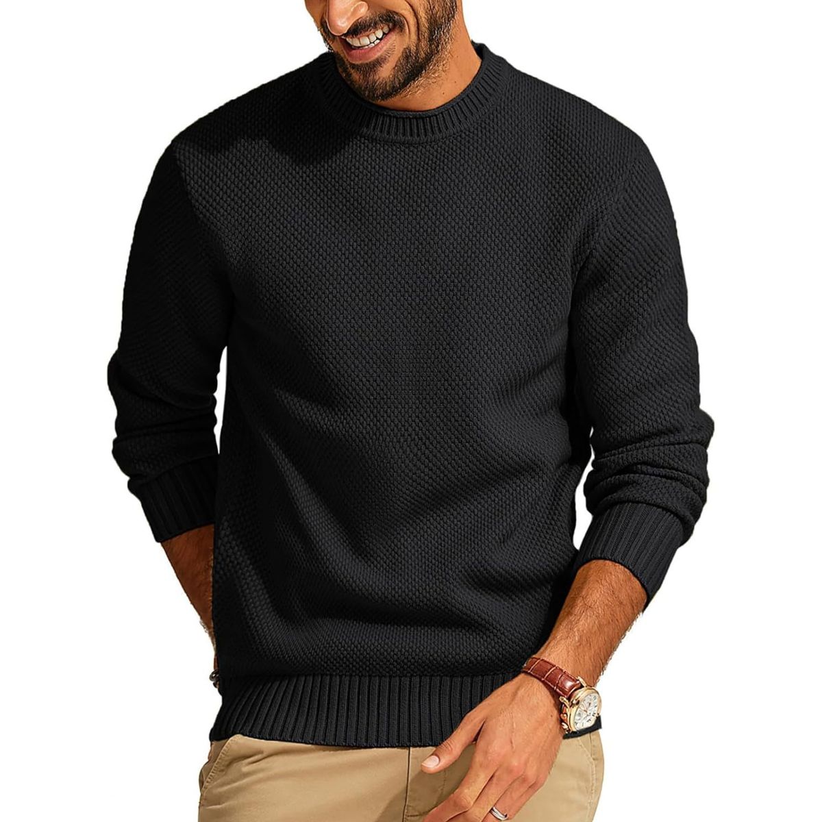 Pull en tricot gaufré premium pour hommes