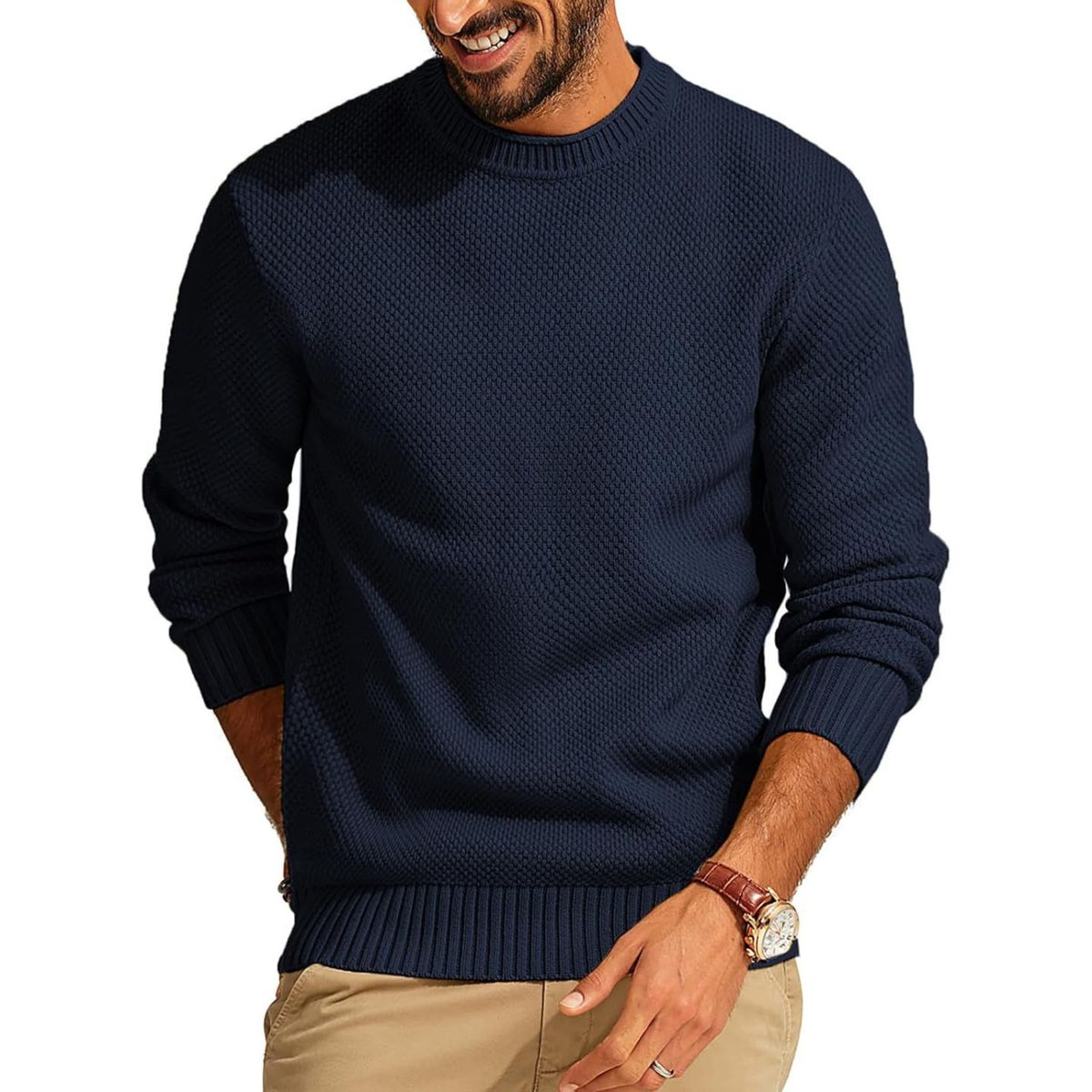 Pull en tricot gaufré premium pour hommes