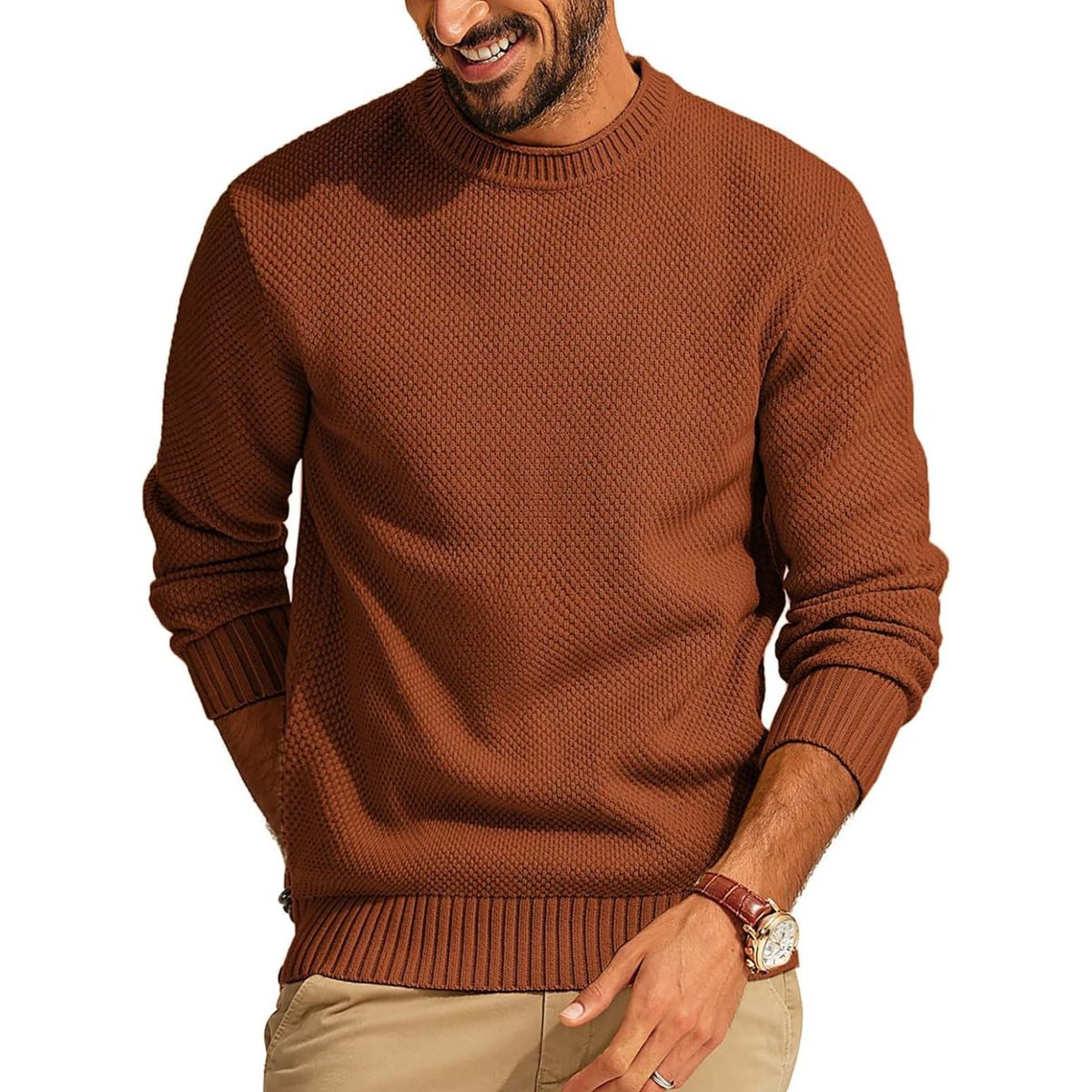 Pull en tricot gaufré premium pour hommes