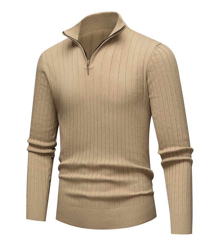 Pull zippé côtelé intemporel pour hommes