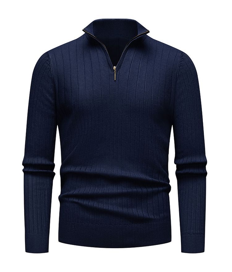 Pull zippé côtelé intemporel pour hommes