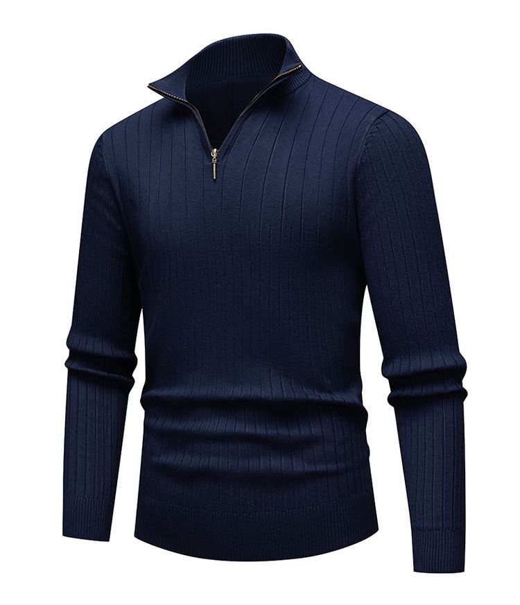 Pull zippé côtelé intemporel pour hommes