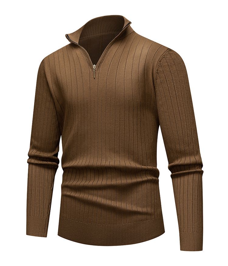 Pull zippé côtelé intemporel pour hommes