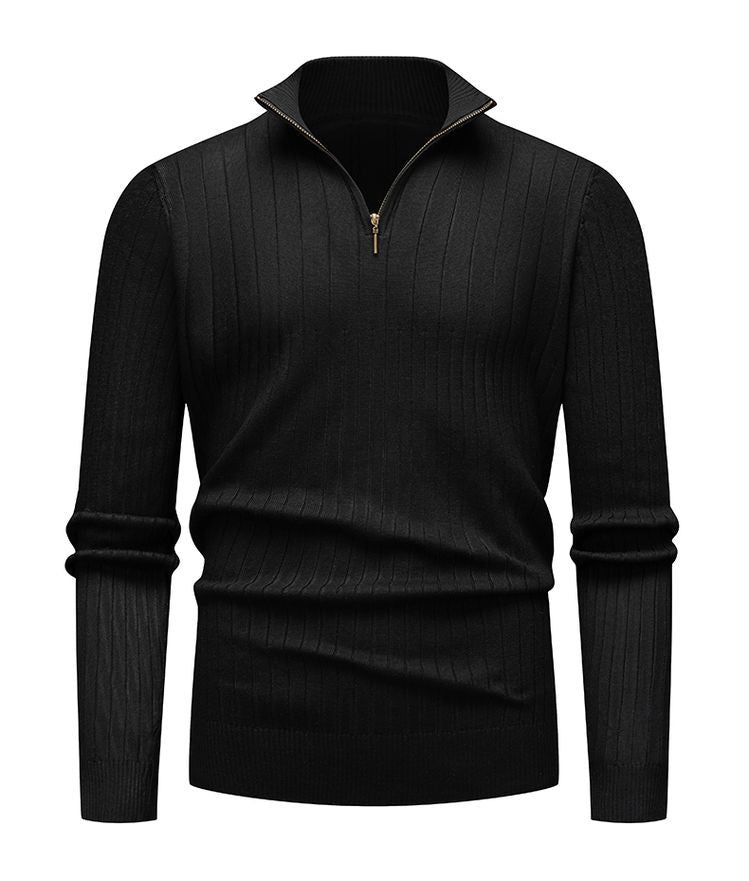 Pull zippé côtelé intemporel pour hommes
