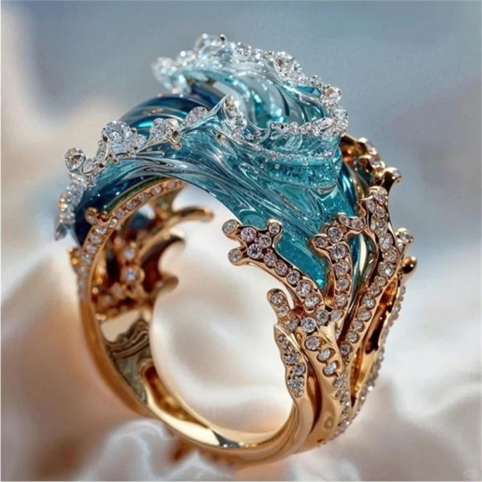 Perle | Bague océanique avec design de vagues