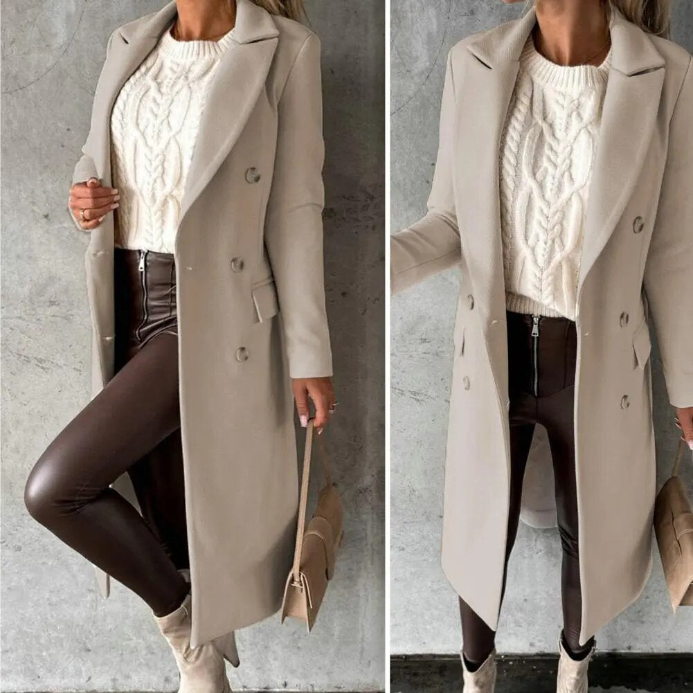 Desiree™ | Long manteau à double boutons